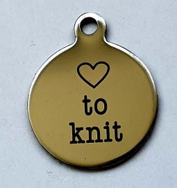 Metalen labeltje love to knit